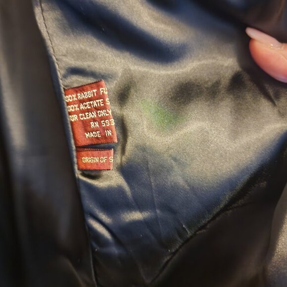 VTG Black Rabbit Coat Women's Size M 100% Rabbit Fur - Picture 2 of 7